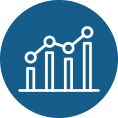 Icon of a rising graph with trend lines